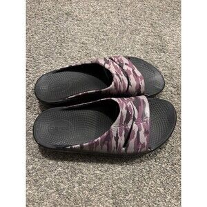 OOFOS OOahh Luxe Slide Recovery Sandals Women's 9 Limited Edition Purple Camo